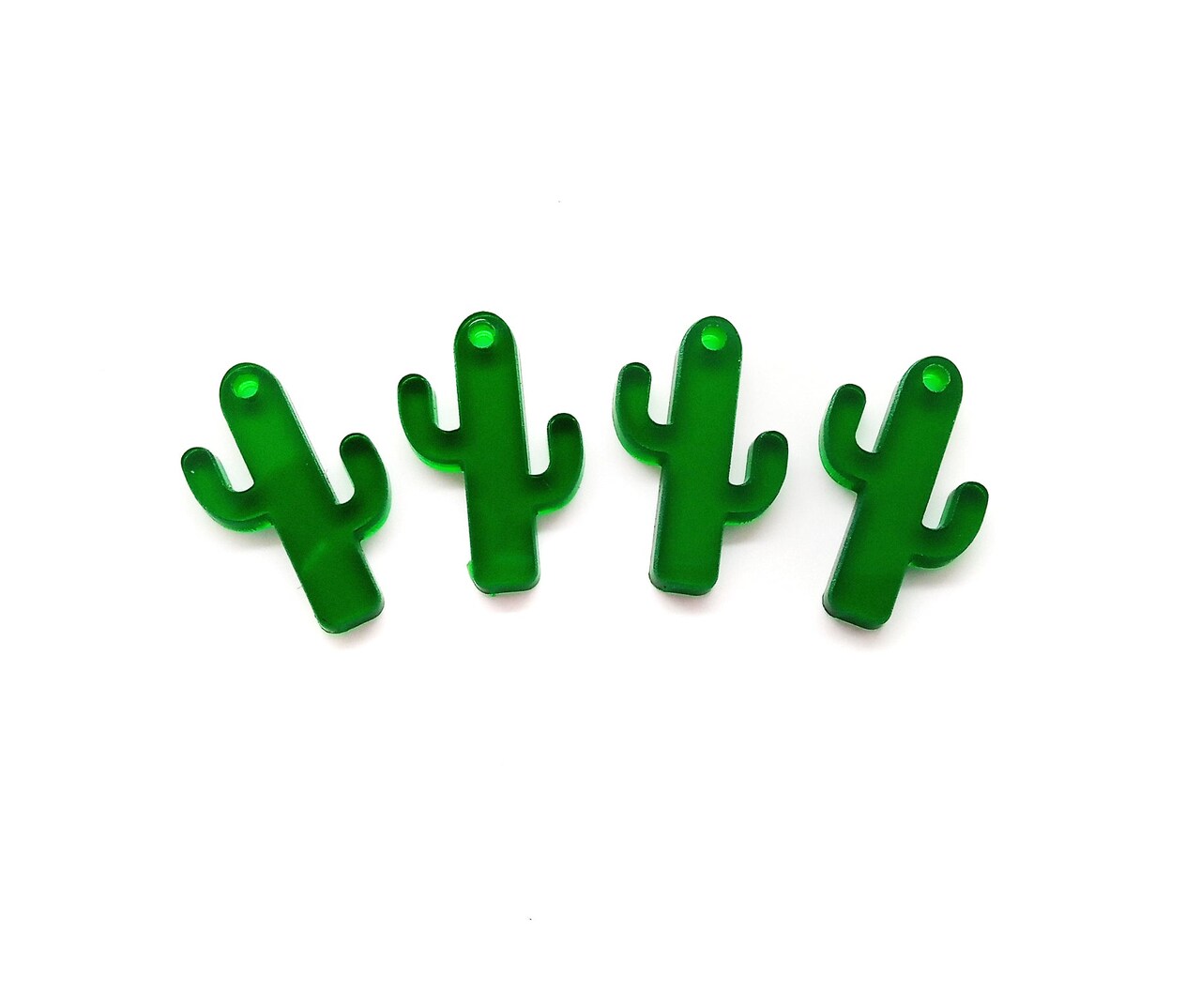 Tiny Cactus Charms, 4 pieces, Cute Laser-Cut Acrylic Plants, Adorabilities